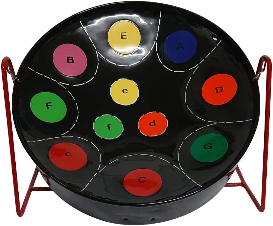 Miniature Steelpan (Steel Drum) 12 Inch Diameter 11 Notes with Instructional Book with Music from Trinidad & Tobago - Rainbow