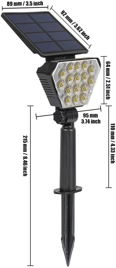 Solar Lawn Light, LED Outdoor IP65 Waterproof High-Brightness Tree Garden Light, Floor/Wall-Mounted Dual-Purpose Solar Spotlight 205LM (Daylight White)