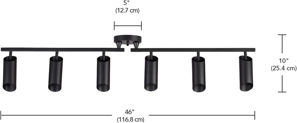 Globe Electric Foldable 6-Light Track Ceiling Light, Matte Black, Pivot Shades, GU10 Sockets