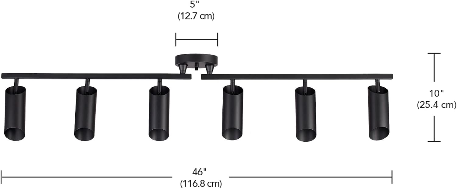 Globe Electric Foldable 6-Light Track Ceiling Light, Matte Black, Pivot Shades, GU10 Sockets