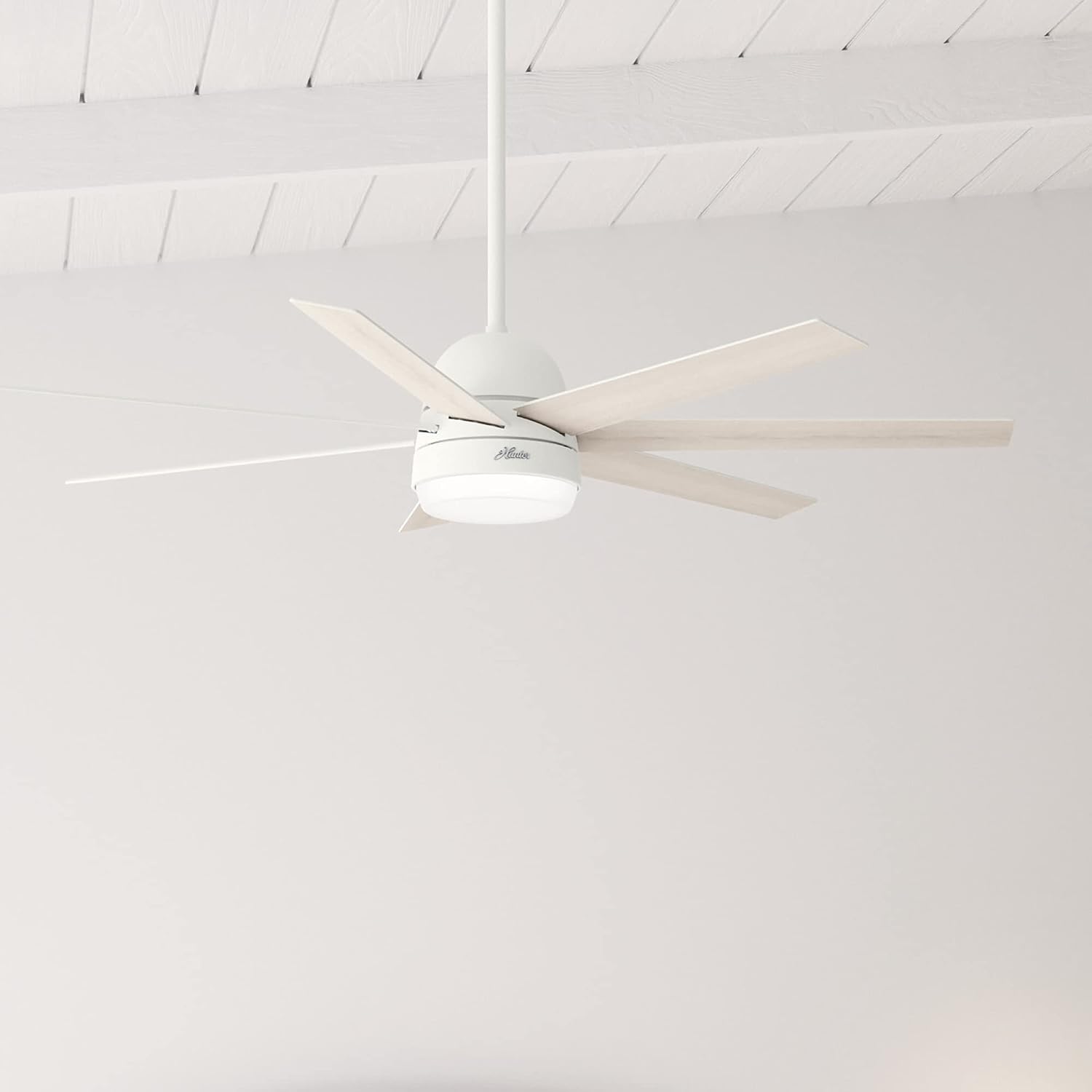 Hunter 60 inch WiFi Phenomenon Matte White Ceiling Fan with LED Light Kit and Wall Control