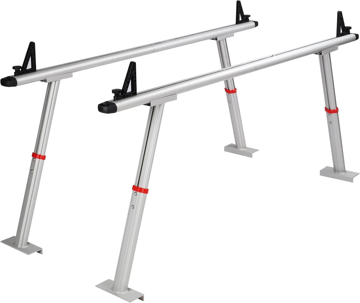 VEVOR Truck Rack with 8 Non-Drilling C-Clamps, 19-34in Adjustable Height Aluminum Ladder Rack for Truck, 800 lbs Capacity Heavy Duty Truck Bed Rack Two-Bar Set for Kayak, Surfboard, Lumber, Ladder