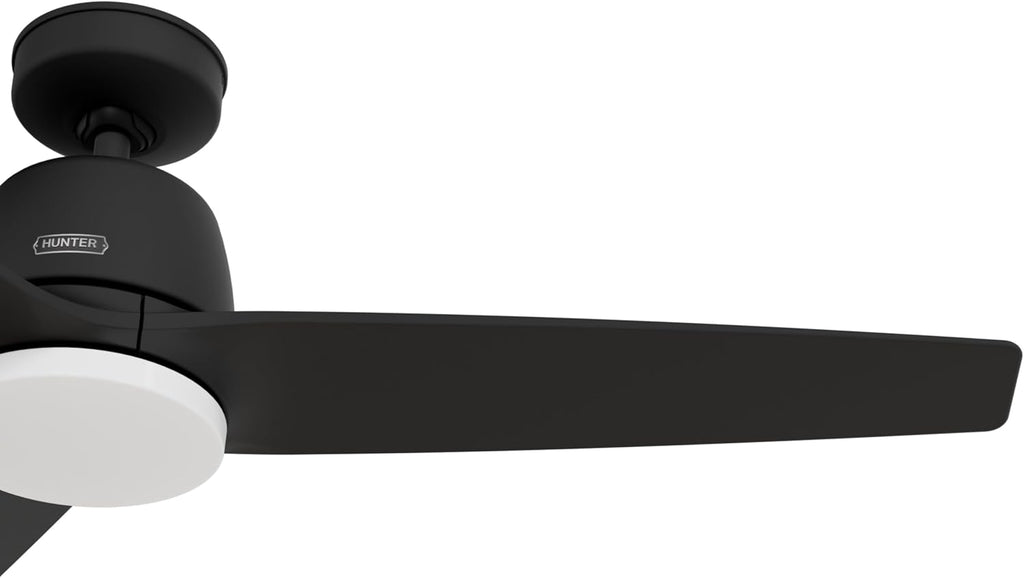 Hunter - Malden Indoor Ceiling Fan With Light, Remote, 52-inch, Casual-style, 3-speed WhisperWind Motor for living rooms, bedrooms, home offices, kitchens (Matte Black)