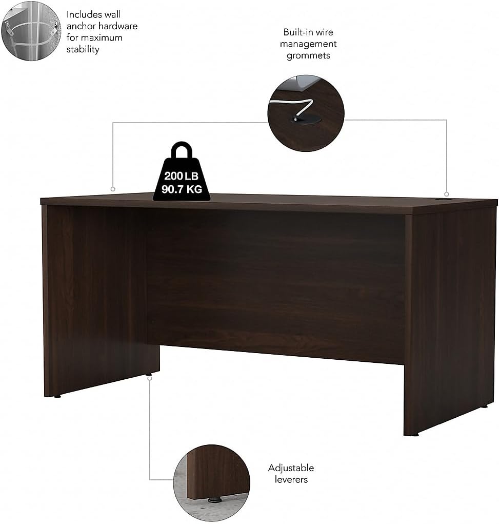 Bush Business Furniture Studio C 60W x 30D Office Desk in Black Walnut, Computer Table for Home or Professional Workspace