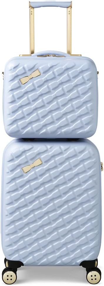 Ted Baker Women's Belle Fashion Lightweight Hardshell Spinner Luggage, Pale Blue, Vanity Case, Luggage