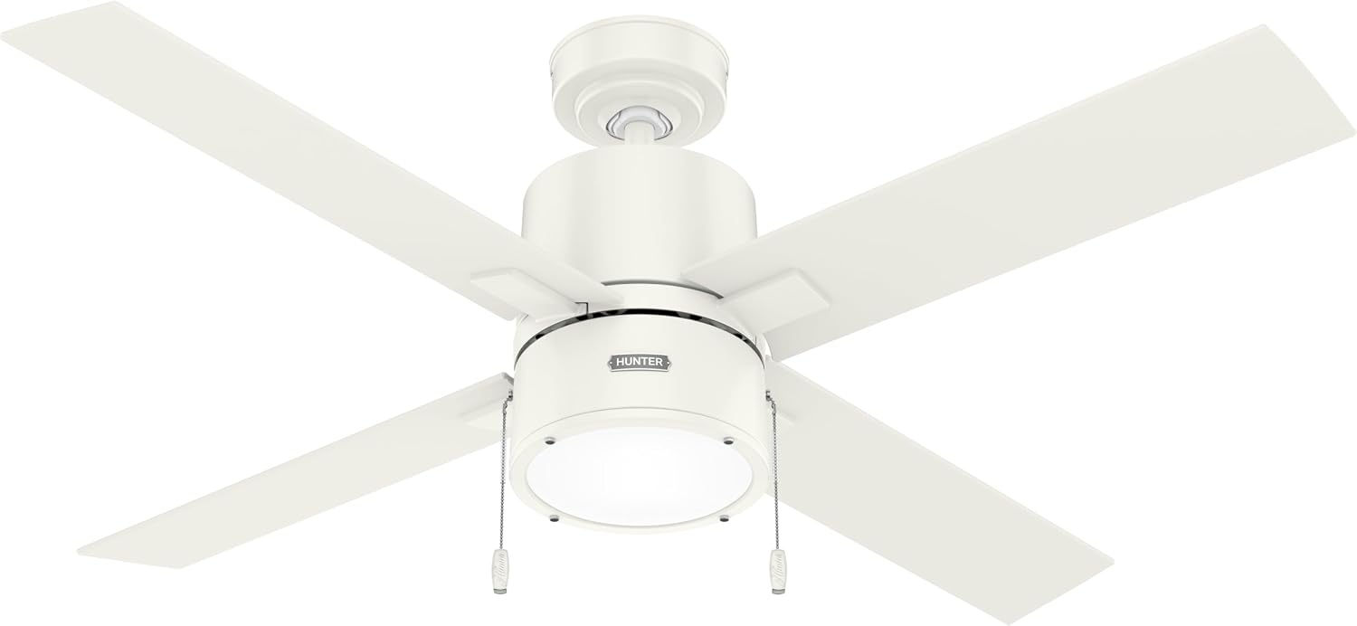 Hunter 52 inch Beck Fresh White Ceiling Fan with LED Light Kit and Pull Chain