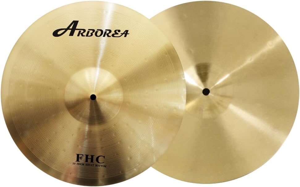 Arborea Brass Cymbal Set 10' Splash 13' Hi-Hats 14' Crash 4 Pcs FHC Series Professional Drum Percussion Durable Bright Sound