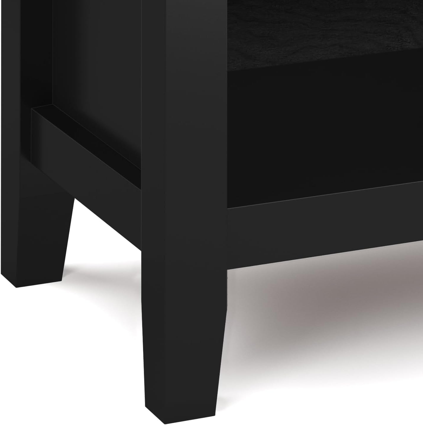 SIMPLIHOME Artisan Bedside Table - 24 inch Wide Solid Wood Nightstand Table in Black, Contemporary Bedroom Side or End Table with 1 Drawer, Open Shelf Storage and Bronze Knobs