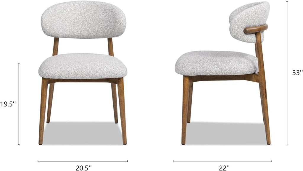 Jennifer Taylor Home Locke 20.5' Modern Upholstered Dining Chair with Wood Frame Salt & Pepper Boucle