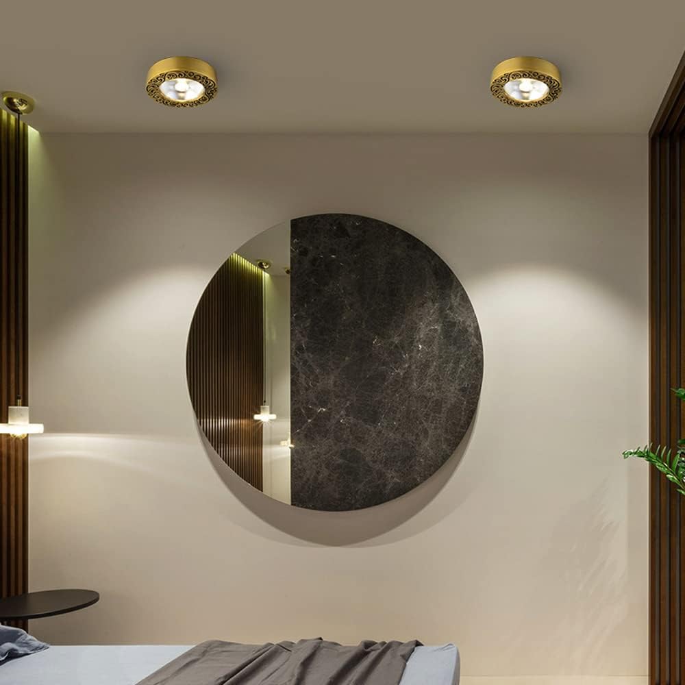 Set of 8 Adjustable Brushed Brass COB Ceiling Spotlights - Indoor Art Lighting (3W/7W/9W/12W) with Anti-Glare Trim and 3000K-6000K Color Temperature Options(12W,Neutral Light)