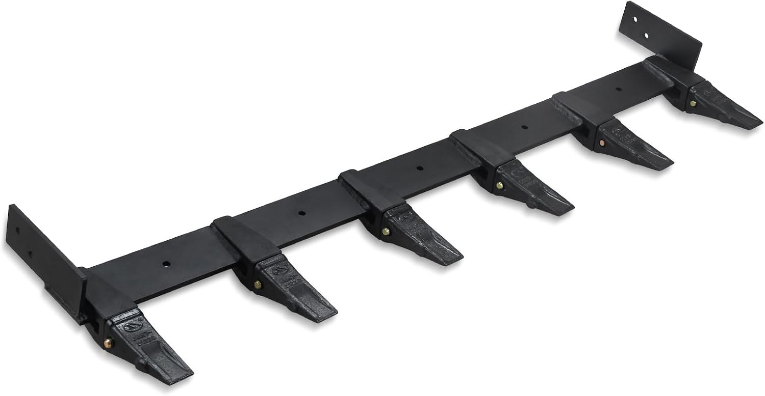 59 inch Bucket Tooth Bar for Tractor, Clamp On Debris Forks 4000lbs Capacity, Heavy Duty Bucket Tooth Kit for Loader Or Skid Steer