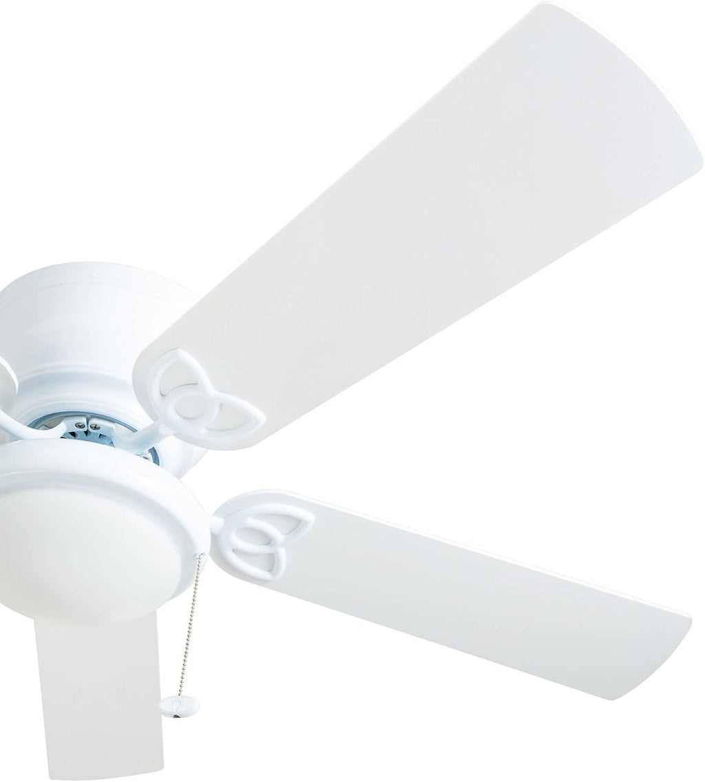 Prominence Home Benton Traditional 52 Inch Ceiling Fan with Light, LED Flush Mount Ceiling Fan, Indoor Fan with 5 Blades, White and Gray Oak Blade Finish Options, White (50852-01)
