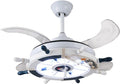 Nautical Ceiling Fan with Lights and Remote Control, LED Ceiling Fan, Reversible Fan Chandeliers for Kids' Room Nursery in White