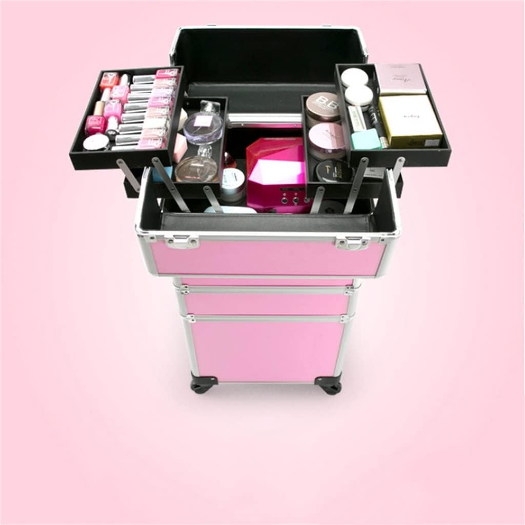 Women's Trolley Cosmetic Bag With Wheels Nail Makeup Tool Box Detachable Foldable Beauty Suitcase Travel