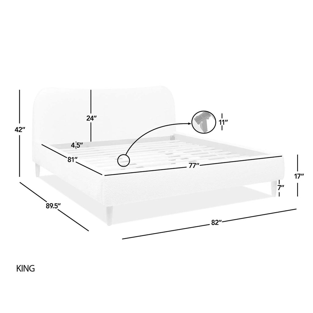 Jennifer Taylor Home Roman Curved Headboard Boucle Upholstered Modern Platform Bed Frame
