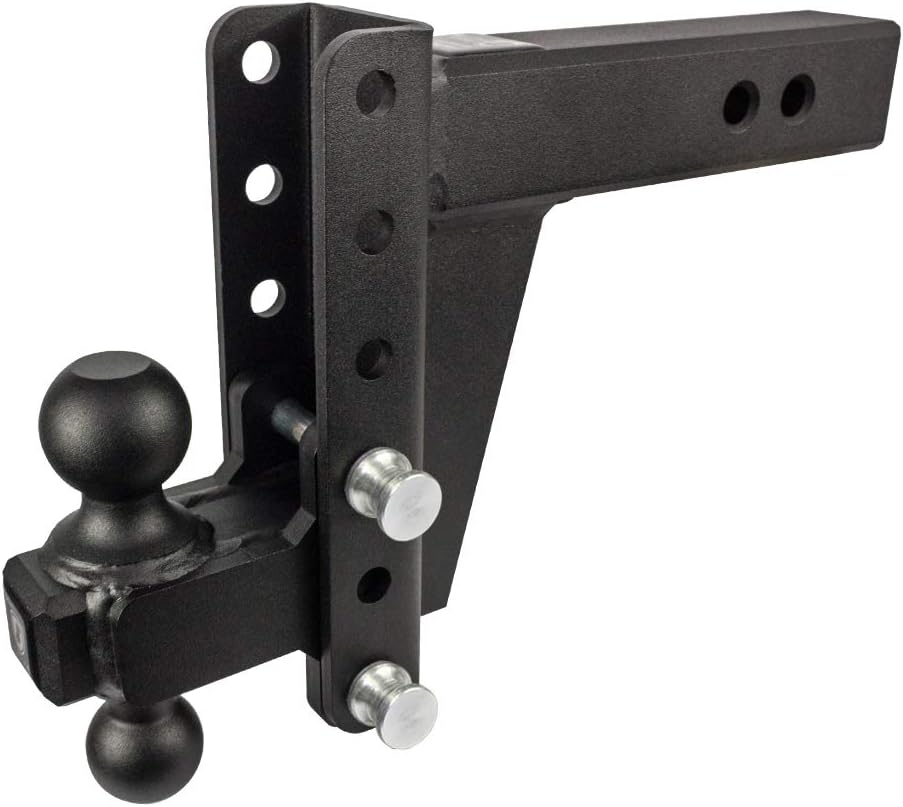 BulletProof Hitches - 2.5' Adjustable Heavy Duty Trailer Hitch (22,000 lb. Rating) - 6' Drop/Rise Trailer Hitch with 2' & 2-5/16' Dual Ball - Powder Coat, Solid Steel, Corrosion-Resistant