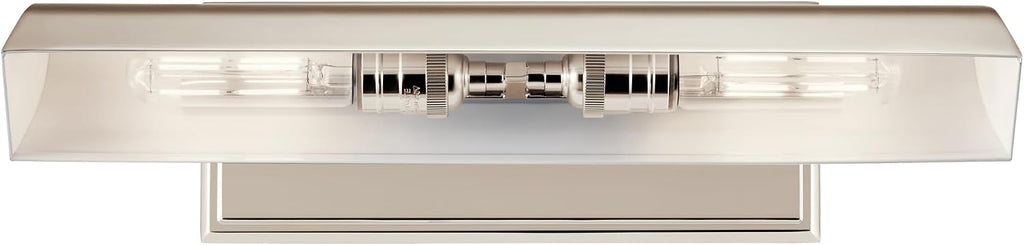 Kichler Carston 2-Light Picture Light, Updated Traditional Light in Polished Nickel with White Interior, for Framed Art, Mirror or Built-in Shelving (4.75' x 24.25'), 52686PN