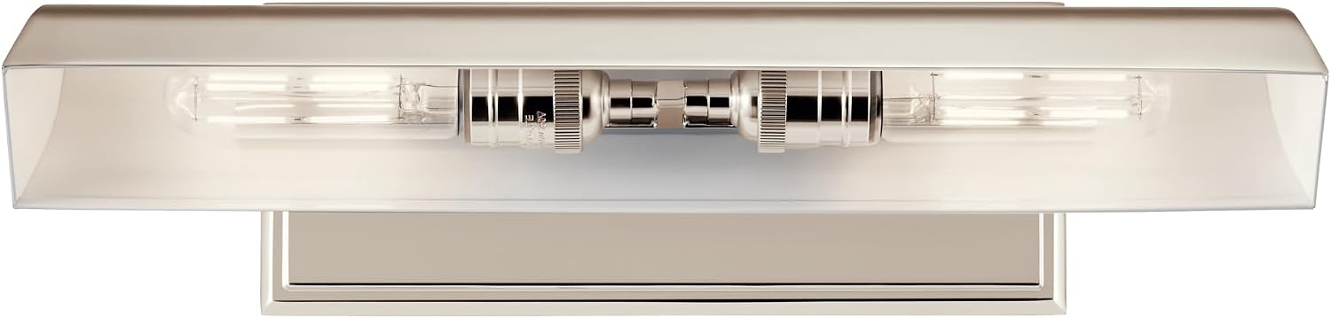 Kichler Carston 2-Light Picture Light, Updated Traditional Light in Polished Nickel with White Interior, for Framed Art, Mirror or Built-in Shelving (4.75' x 24.25'), 52686PN