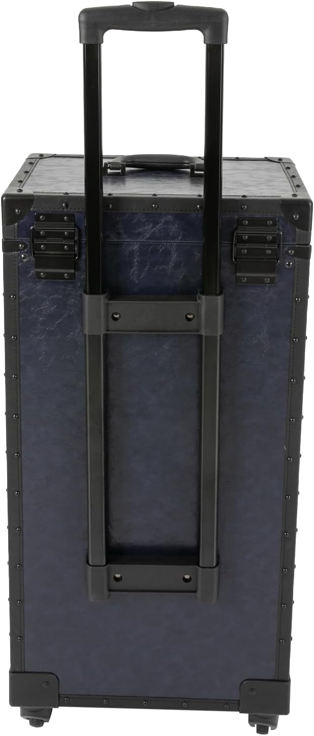Rolling Lockable Makeup Train Case,Large Cosmetic Organizer Train Case Makeup Travel Case with 360° Swivel Wheels, Trolley Makeup Travel Organizer,Black