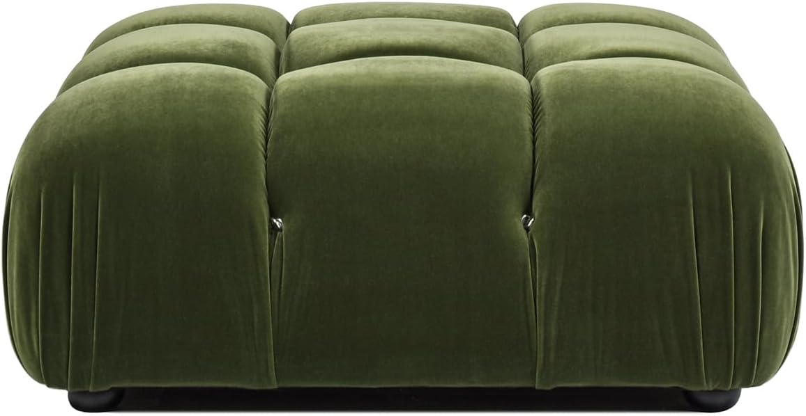 Jennifer Taylor Home Marcel 36' Bubble Modular Modern Cocktail Ottoman, Olive Green Performance Velvet