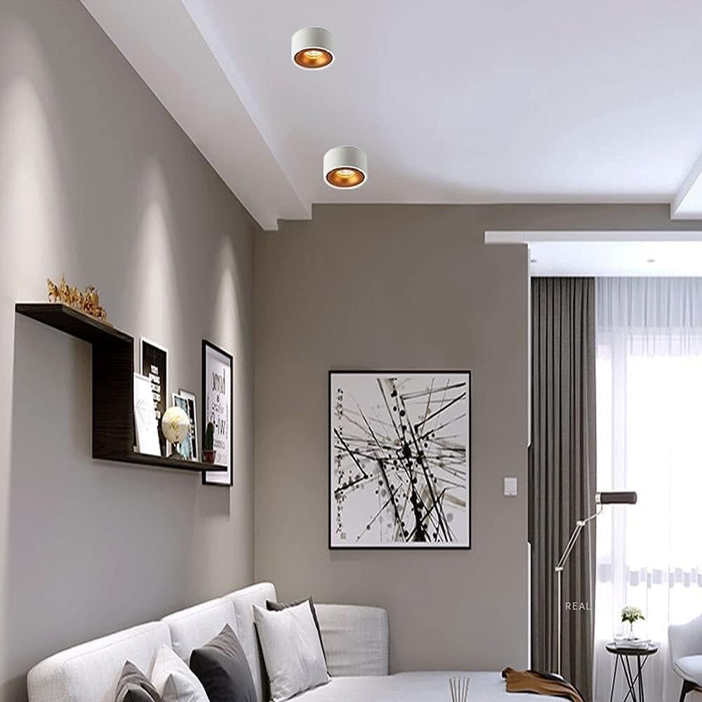 Wall Lamps LED Ceiling Spot Light Aluminum Matte Mounted Cylinder Down Light Indoor Minimalist Focus Ceiling Spotlight Fixture for Living Room Hallway Foyer 7W-Black-6000k