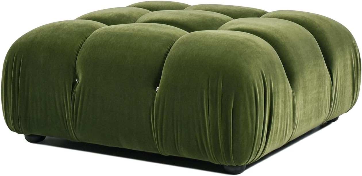 Jennifer Taylor Home Marcel 36' Bubble Modular Modern Cocktail Ottoman, Olive Green Performance Velvet