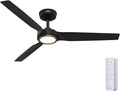 Hunter Fan Outdoor or Indoor Ceiling Fan, 52 in White Ceiling Fan with Light and Remote for Patios, Living Room, Bedroom, Porch, Garage, 3 Blades (Renewed) (Matte Black)