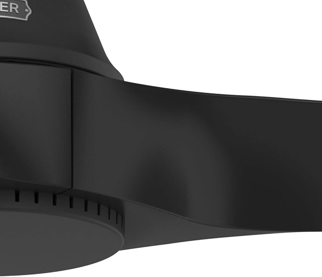 Hunter Fan 52 Inch Matte Black Ceiling Fan with 3 Blades, Indoor/Outdoor Ceiling Fan for Living Room, Bedroom, Farmhouse, Kitchen, Patio (Renewed)