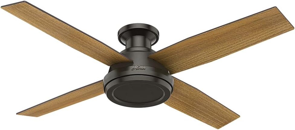 Hunter Fan 52 inch Low Profile Modern Ceiling Fan with Remote Control, Noble Bronze (Renewed)