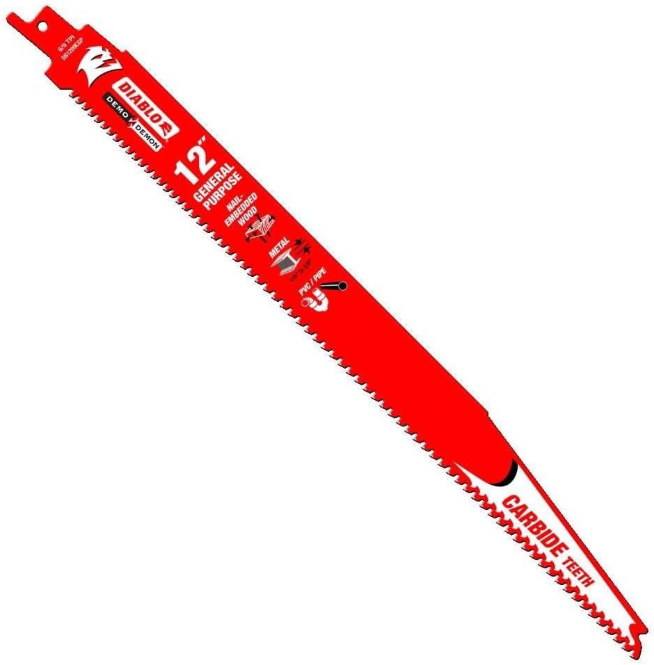 Diablo Demo Demon Reciprocating Saw Blades for General Purpose Cuts - 12' Length, 6/9 TPI, Carbide Teeth, Non-Stick Coating, 10-Pack - DS1209CGP10