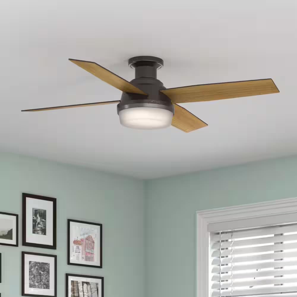 Hunter Fan 52 inch Contemporary Noble Bronze Finish Indoor Ceiling Fan with LED Light Kit and Remote Control (Renewed)