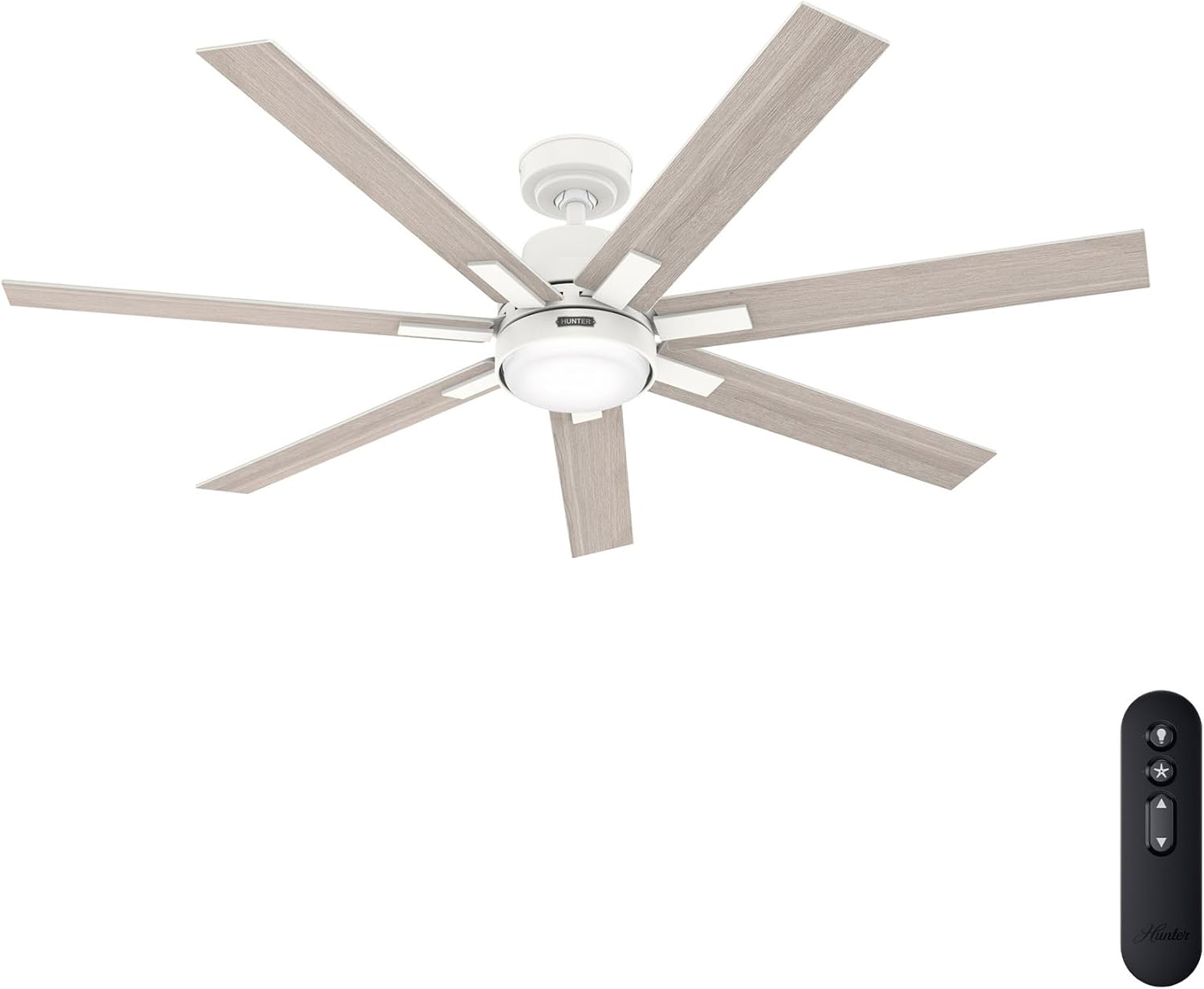 Hunter Fan 60 inch Indoor Ceiling Fan with Light and Remote, White Ceiling Fan for Bedroom, Living Room, Office, Kitchen, 6 Blades (Renewed)