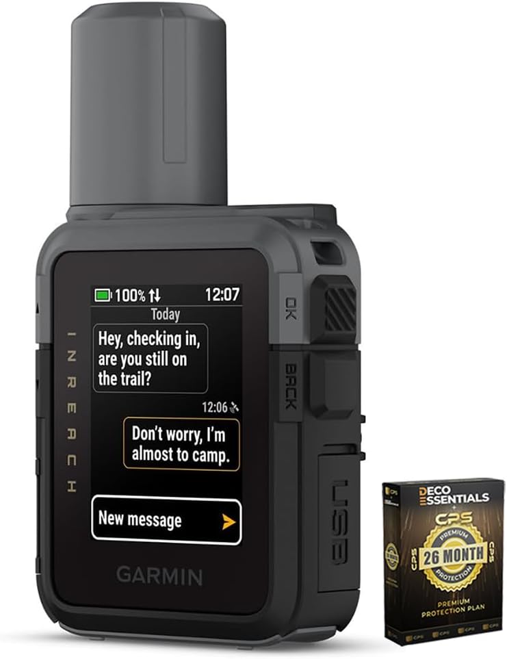 Garmin inReach Mini 3, Rugged Compact Global Satellite Communicator with Color Touchscreen, Two-Way Texting, Emergency SOS Messaging - Bundle w/Deco Essentials 26-Month CPS Plan
