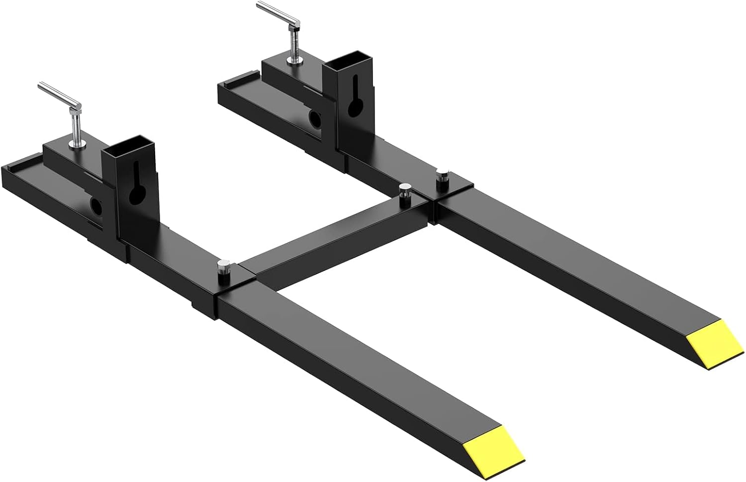 60' Heavy Duty Clamp-On Pallet Forks for Tractor Loader Bucket – 4000 lbs Capacity, Adjustable Stabilizer Bar, Skid Steer Compatible, Ideal for Material Handling