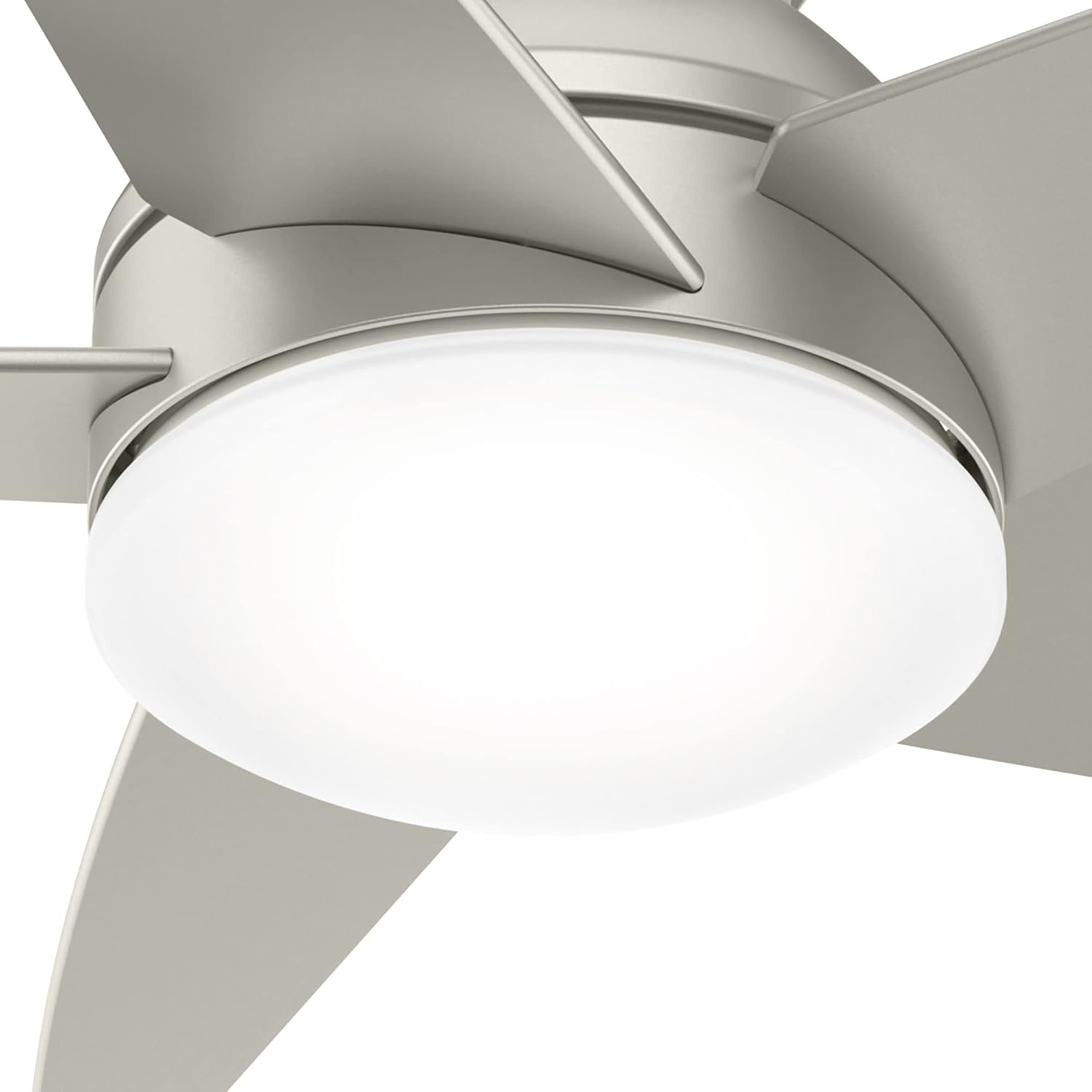 Casablanca 44 inch Indoor Ceiling Fan with LED Light - Low Profile Flush Mount Ceiling Fan for Bedroom, Living Room, or Kitchen, Wall Control, 5 Blades, Includes Bulb - Isotope 51742, Matte Nickel