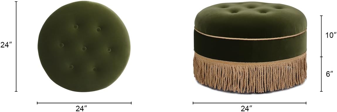 Jennifer Taylor Home Yolanda 24' Round Upholstered Accent Ottoman, Medium