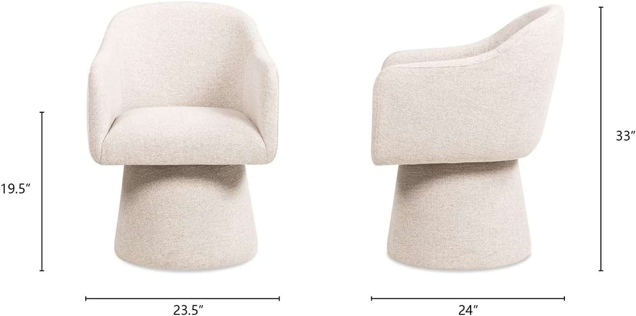 Jennifer Taylor Home Marcy Swivel Upholstered Dining Arm Chair, Simple Gray Chenille