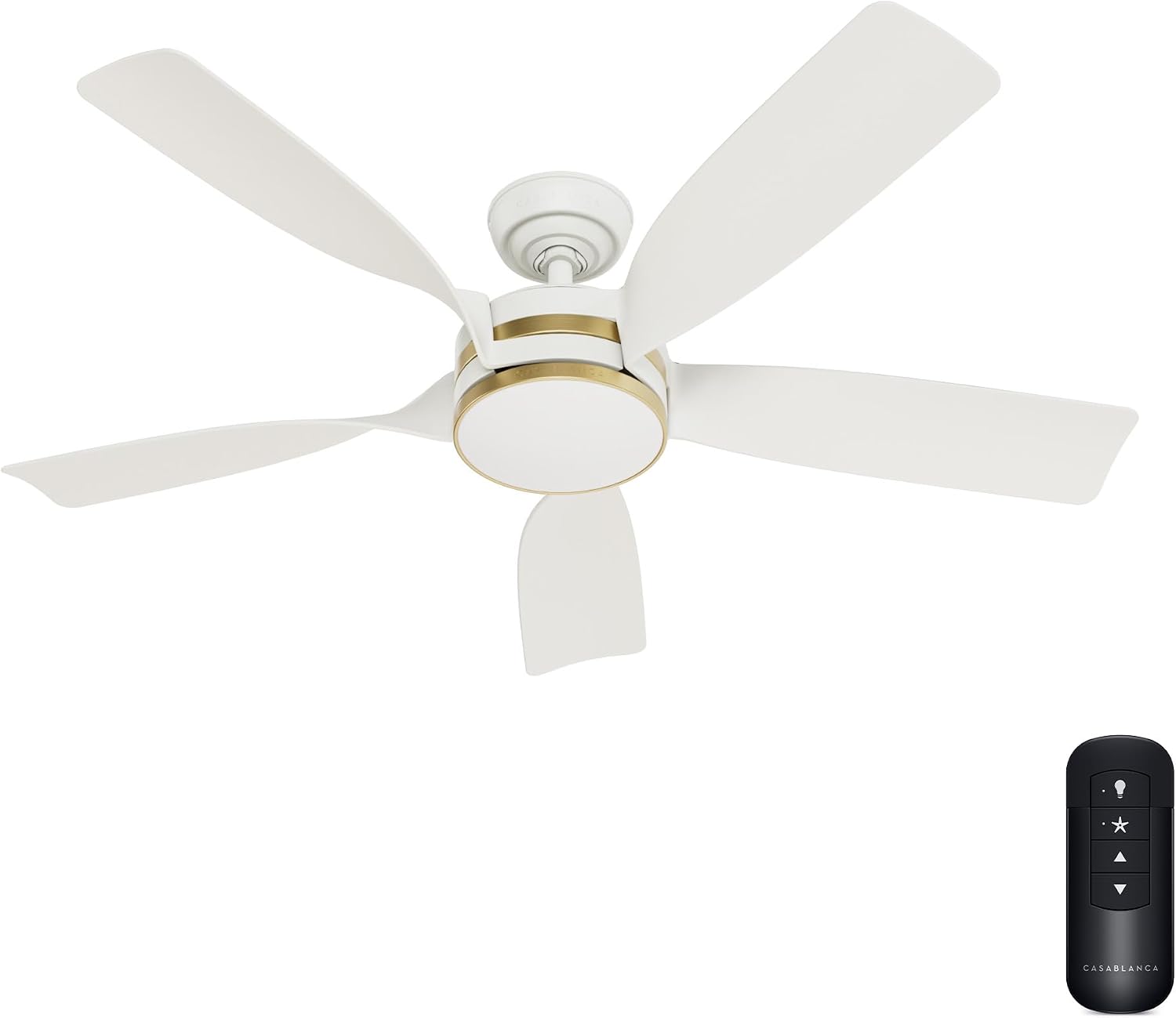 Casablanca Fan 52 inch Ceiling Fan with Light and Remote, Outdoor or Indoor White Ceiling Fan for Porch, Living Room, Office, Kitchen, Garage, 5 Blades (Renewed)