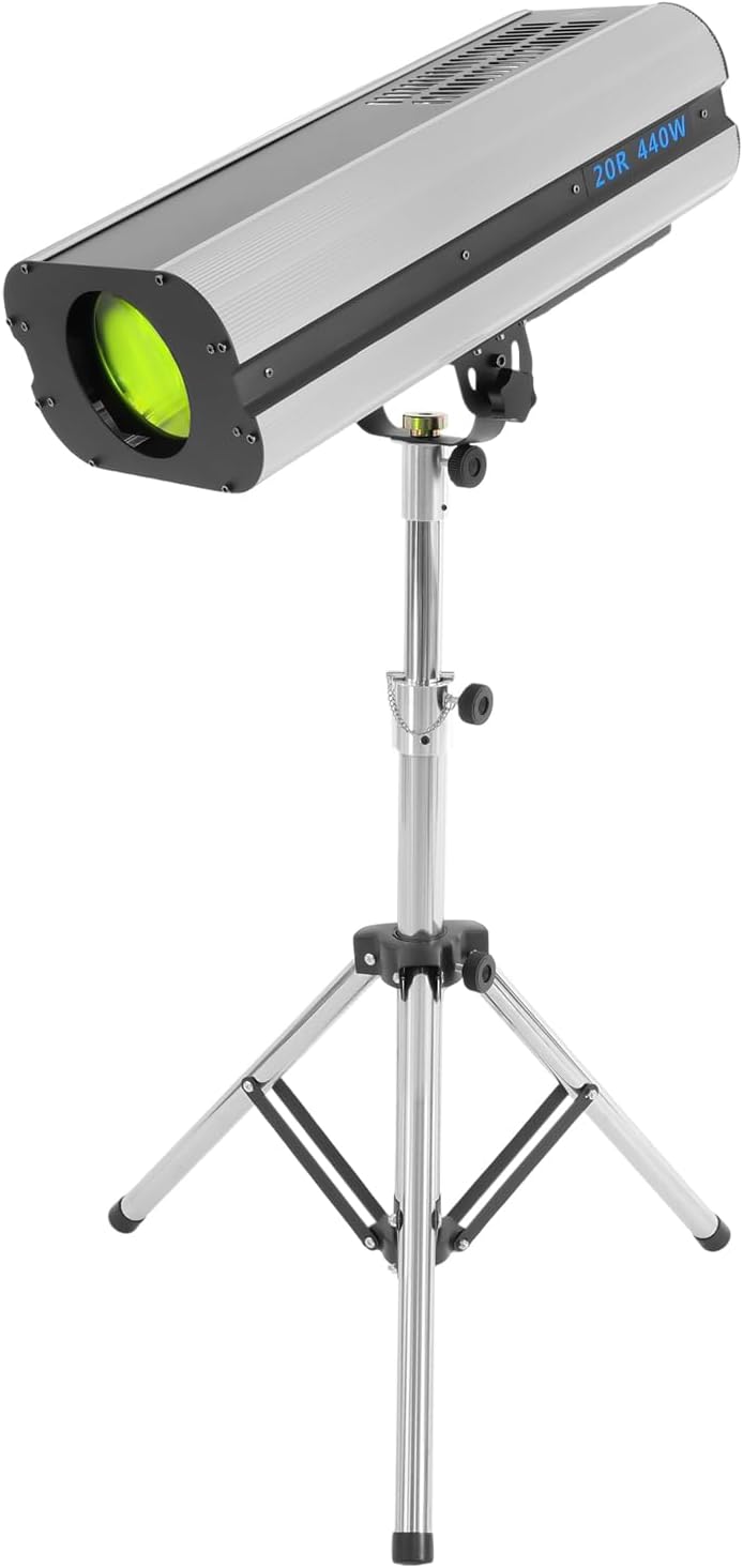 440W Stage Spotlight Withtripod Stand, LED Stage Light DMX and Manual Control, Adjustable Aperture Color Temperature 328.08-393.7ft Beam Distance, Follow Spotlight for Theatres, Parties