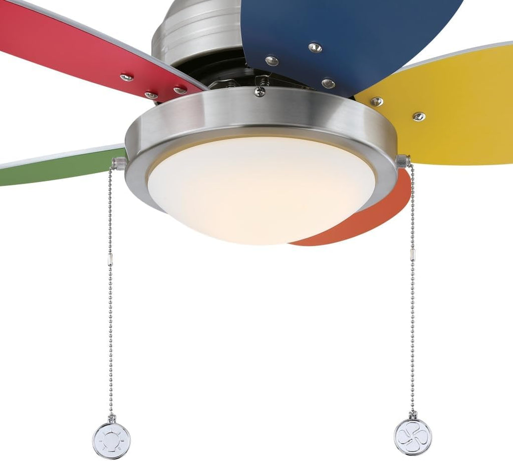 Westinghouse Lighting 7223600 Roundabout Indoor Ceiling Fan with Light, 30 Inch, Brushed Nickel