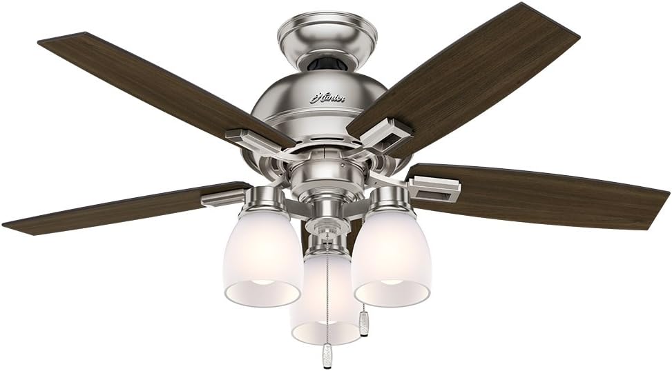 Hunter Fan 44 inch Casual Ceiling Fan in Brushed Nickel with LED Lights (Renewed)