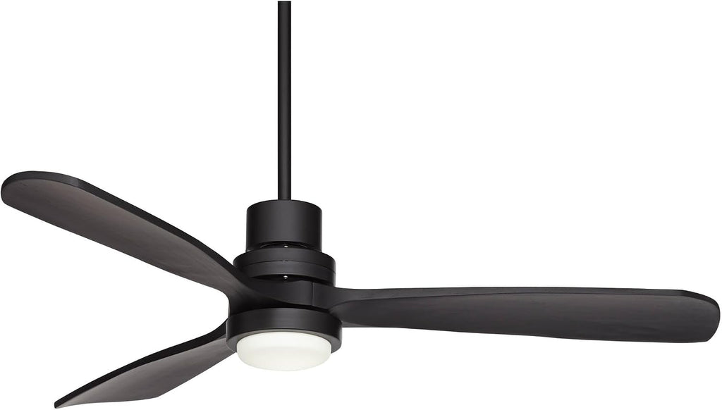 Casa Vieja 52' Delta DC Modern Indoor Outdoor Ceiling Fan 3 Blade CCT LED Light Remote Control Matte Black Finish Wood Blades Bedroom Living Room Kitchen Garage Dining DC Motor Decorative Dimmable
