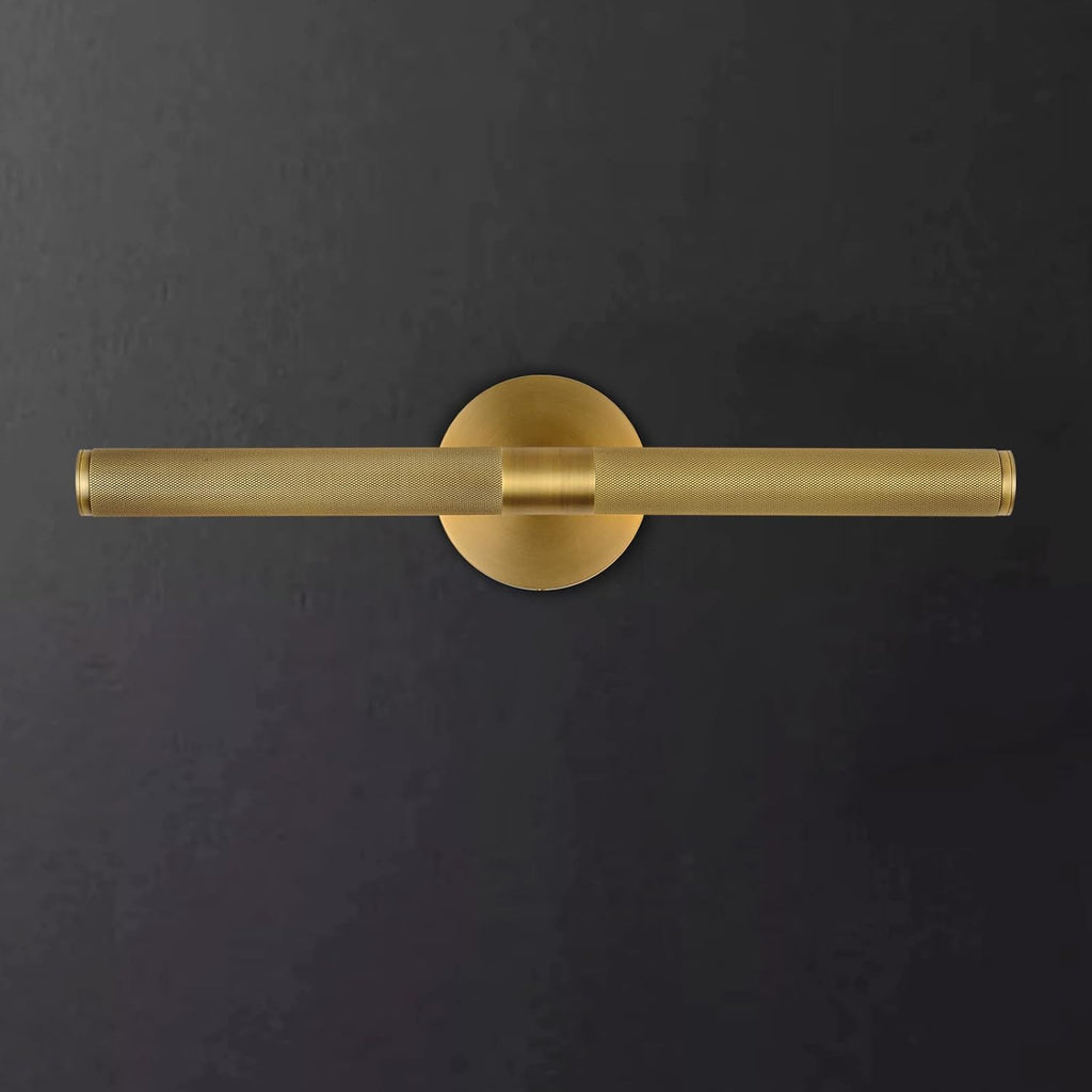 Hard-wired Knurled Picture Light, 19in Brass Picture Light for Wall, Dimmable Gold Art Lights, Rotatable 360° Sconce for Pictures Frame, Painting Wall Lights, Bathroom Wall Sconce, E12 Bulbs Included