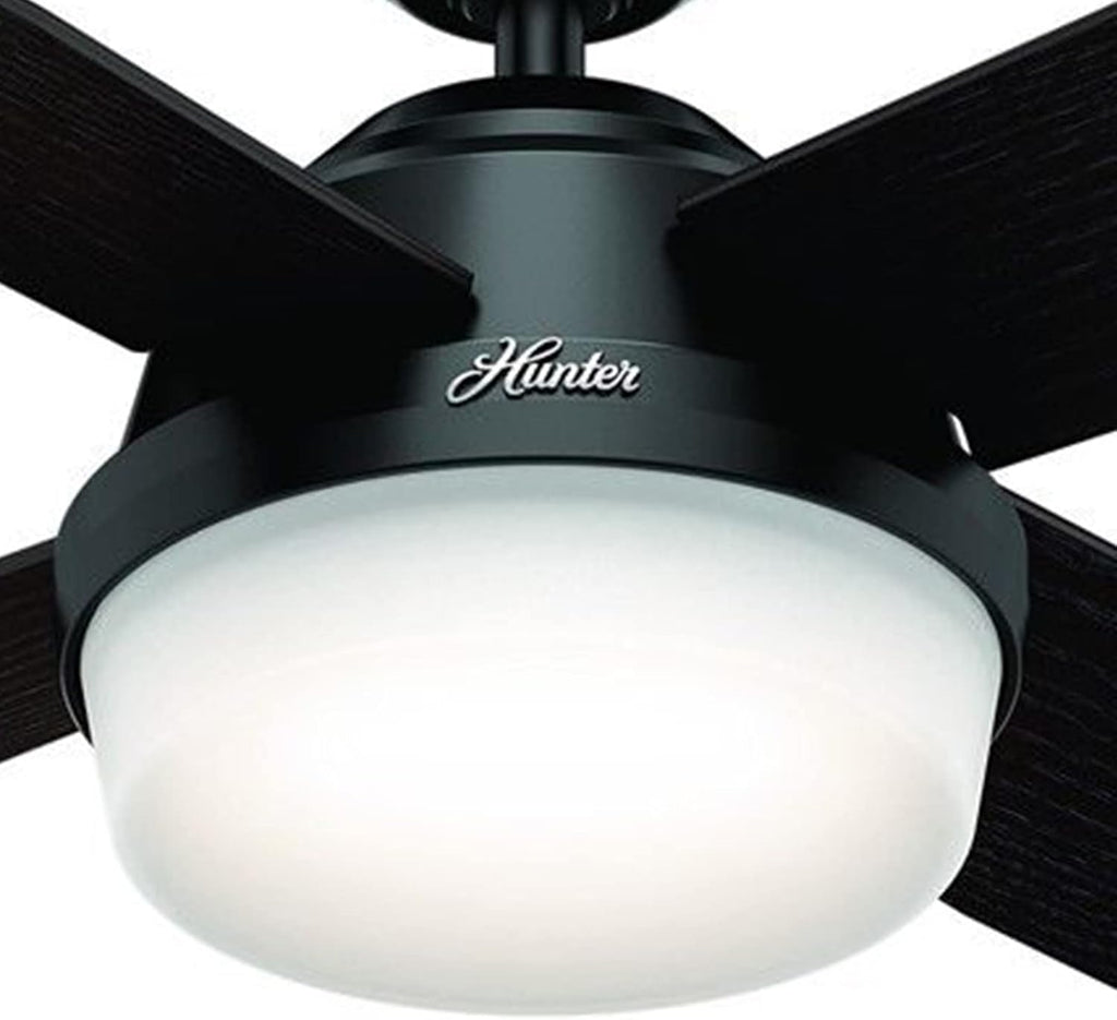 Hunter Fan 52 inch Contemporary Ceiling Fan in Matte Black with LED Light and Remote Control (Renewed)