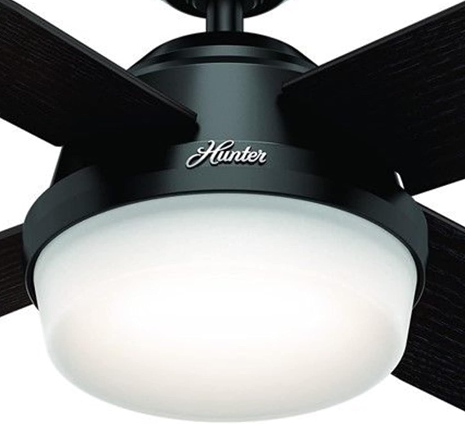 Hunter Fan 52 inch Contemporary Ceiling Fan in Matte Black with LED Light and Remote Control (Renewed)