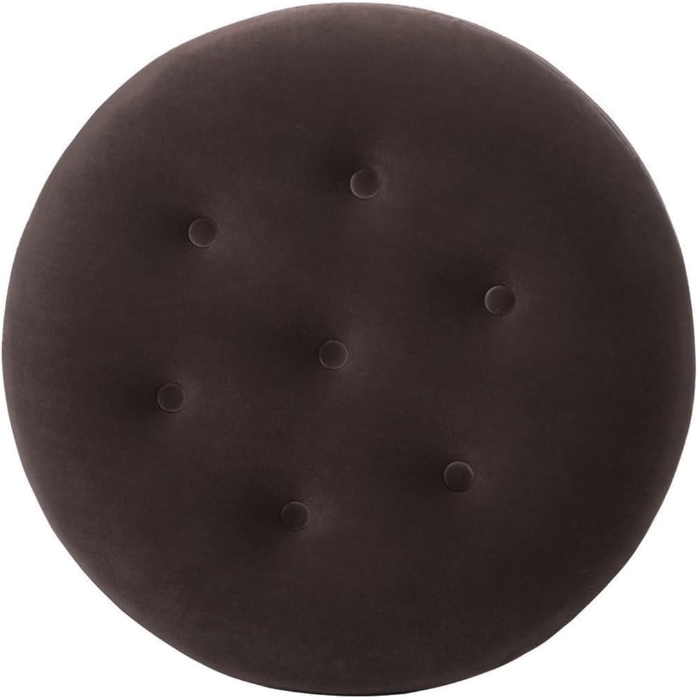 Jennifer Taylor Home Yolanda 24' Round Upholstered Accent Ottoman, Deep Brown Performance Velvet