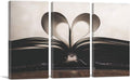 ARTCANVAS Book Heart Page Home decor Canvas Art Print Stretched Framed Painting Picture Poster Giclee Wall Decor - 90' x 60' (1.50' Deep) (3-Piece)