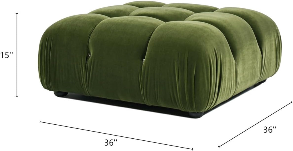 Jennifer Taylor Home Marcel 36' Bubble Modular Modern Cocktail Ottoman, Olive Green Performance Velvet