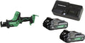 Bundle of Metabo HPT 18V MultiVolt™ Cordless Reciprocating Saw + CR18DAQ4 + Metabo HPT 18V 2-Pack Batteries and Charger Kit | 2.0 Ah Batteries Include Charge Indicator | UC18YKSLS