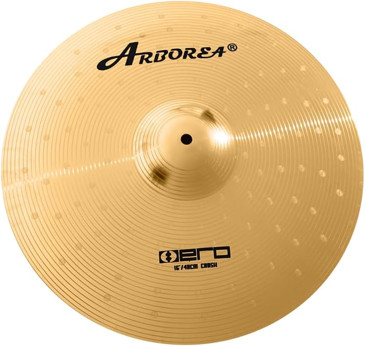 Arborea Cymbal Pack for Drum 8 pcs Super Polishing Cymbals Set Brilliant Gold Hero Series Include 14'Hihats 16'Crash 18'Crash 20'Ride Bonus 10' Splash 16'Ozone Stacker 18' China Cymbal Free Cymbal Bag
